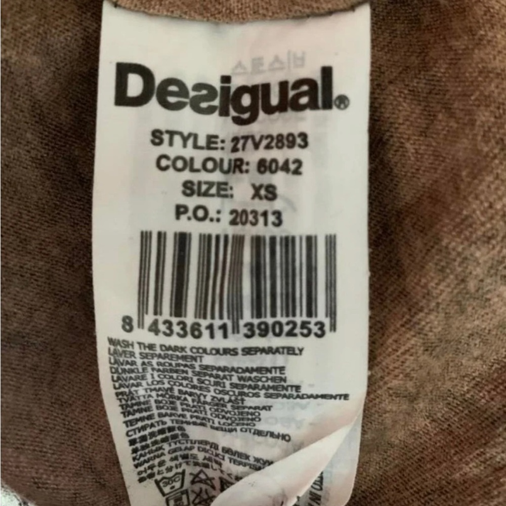 DESIGUAL Ladies Long Sleeve Scoop Neck A-line Brown TISDALE Dress XS Artsy Boho - Picture 16 of 16